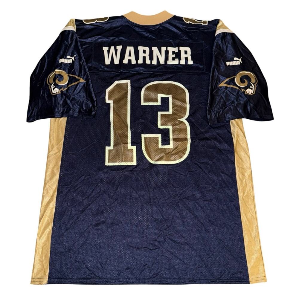 Vintage Kurt Warner St. Louis Rams PUMA NFL Football Jersey Mens L Blue 90s